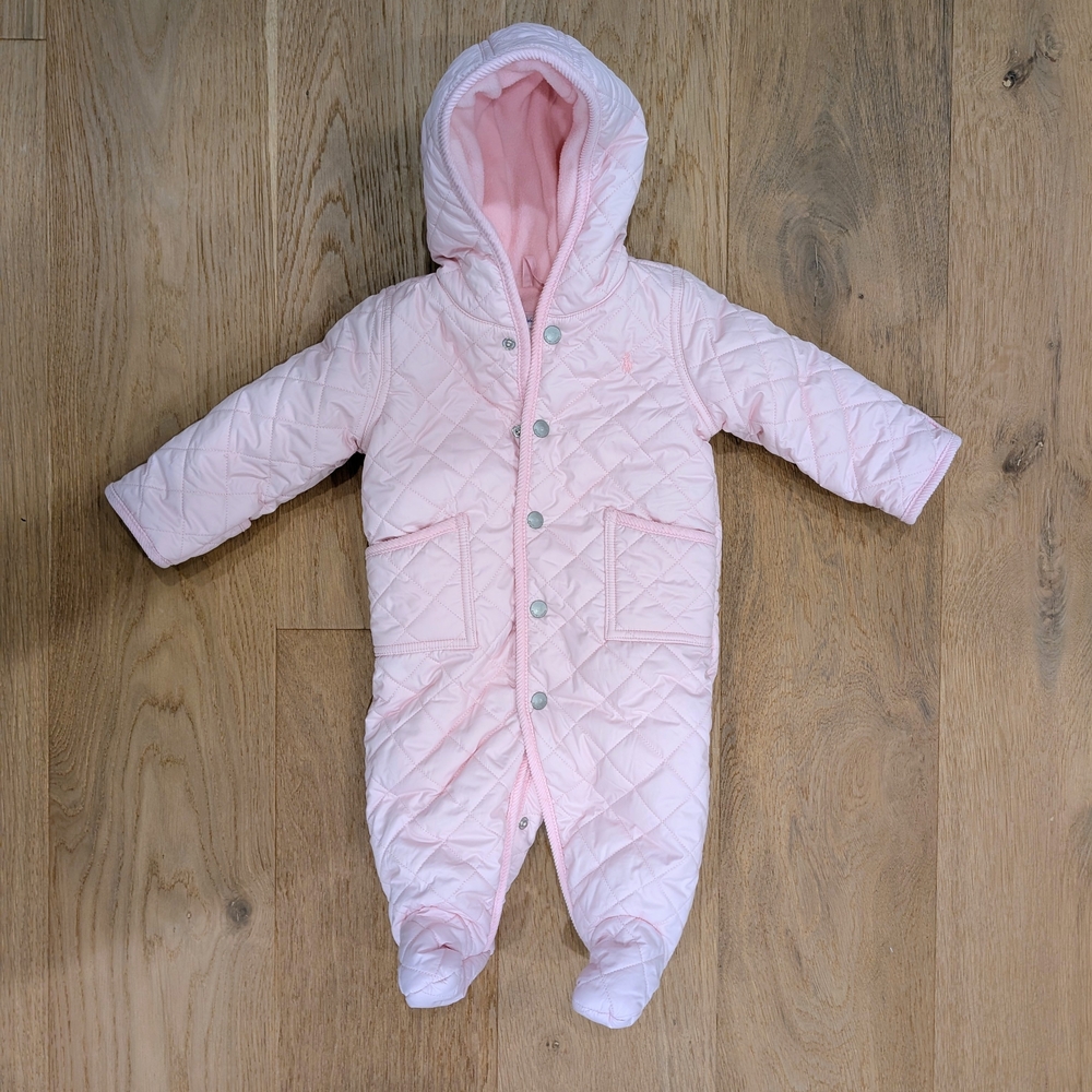 Ralph Lauren Light Pink Quilted Footie
